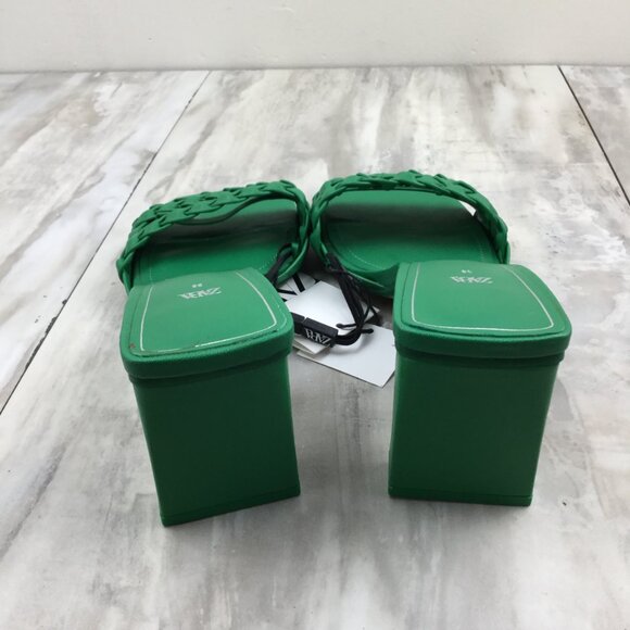New Zara Kelly Green Woven Sandals 38 - Picture 6 of 10